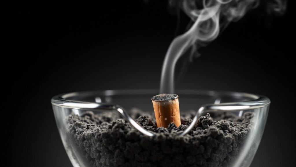 Bituca de cigarro no cinzeiro