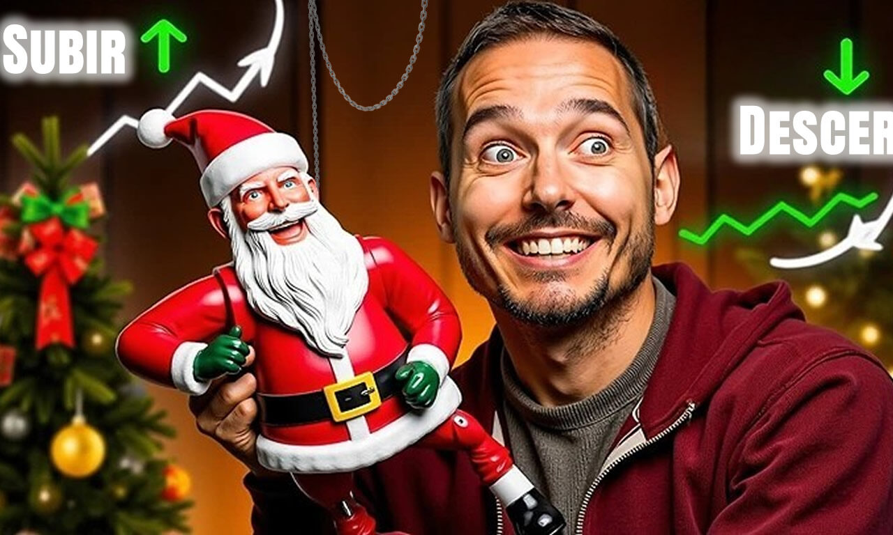 Papai Noel Musical subindo na Corda enfeite de Natal